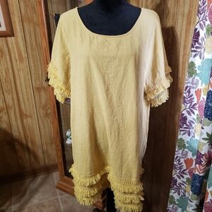 Umgee+ Yellow Flutter Sleeve Ruffled Mini Dress